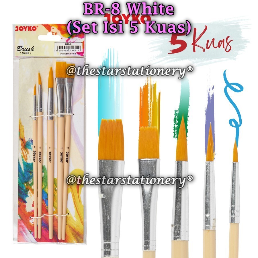 

(1 Set/5 Kuas) GROSIR Kuas Cat Air JOYKO BR-8 / Kuas Cat Air Cat Minyak Lukis Acrylic Joyko BR-8