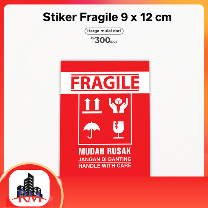 

Stciker Fragile Merah 9 x 12 cm