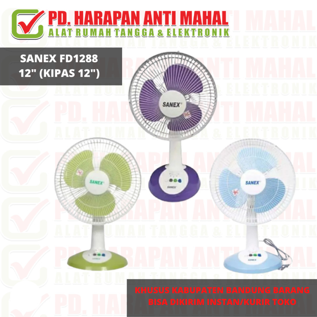 SANEX FD1288 12" (KIPAS 12")/Kipas angin duduk meja sanex FD-1288 12” 12in 12 inch Desk fan FD 1288