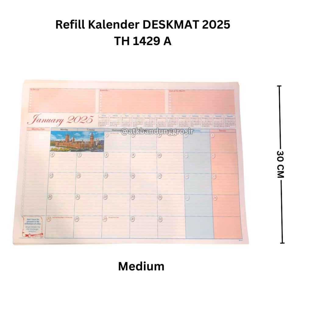 

Refil Agenda Meja Deskmat Planner Tahun 2025 #1429A Isi Kalender Meja Deskmatt Planner- SHESB
