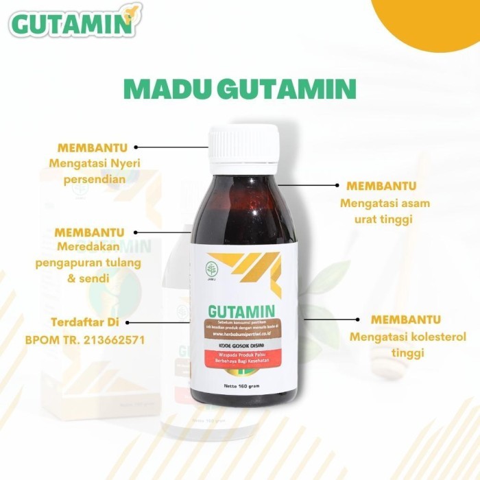 

Madu GUTAMIN Asli Obat Herbal Pengapuran Nyeri Sendi Bengkak Rheumatik Murah