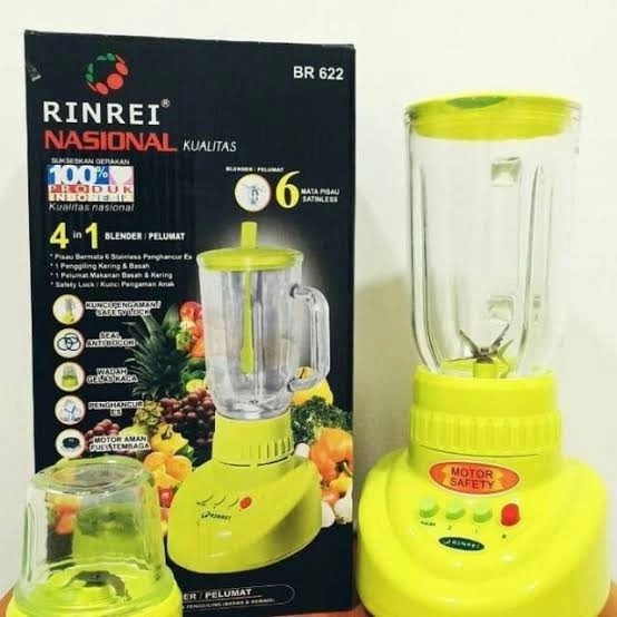 BLENDER KACA RINREI BR 622 PENGHALUS BUMBU 6 PISAU 2IN1 BR622