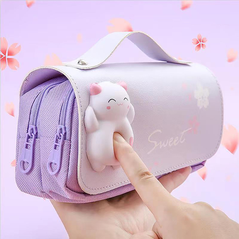

3D Kawaii Pencil Case Girls Decompression Pen Pouch Cute Waterproof School Supplies Aesthetic Organizer Box