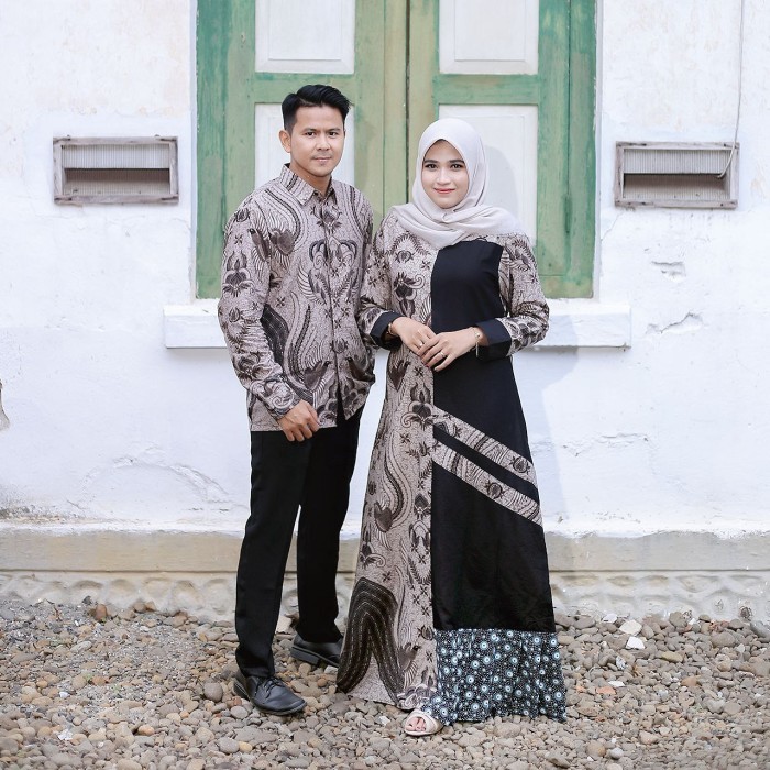 "WY.SY" - DISKON BATIK COUPLE GAMIS JUMBO KOMBINASI - motif 4, cp gamis stndar