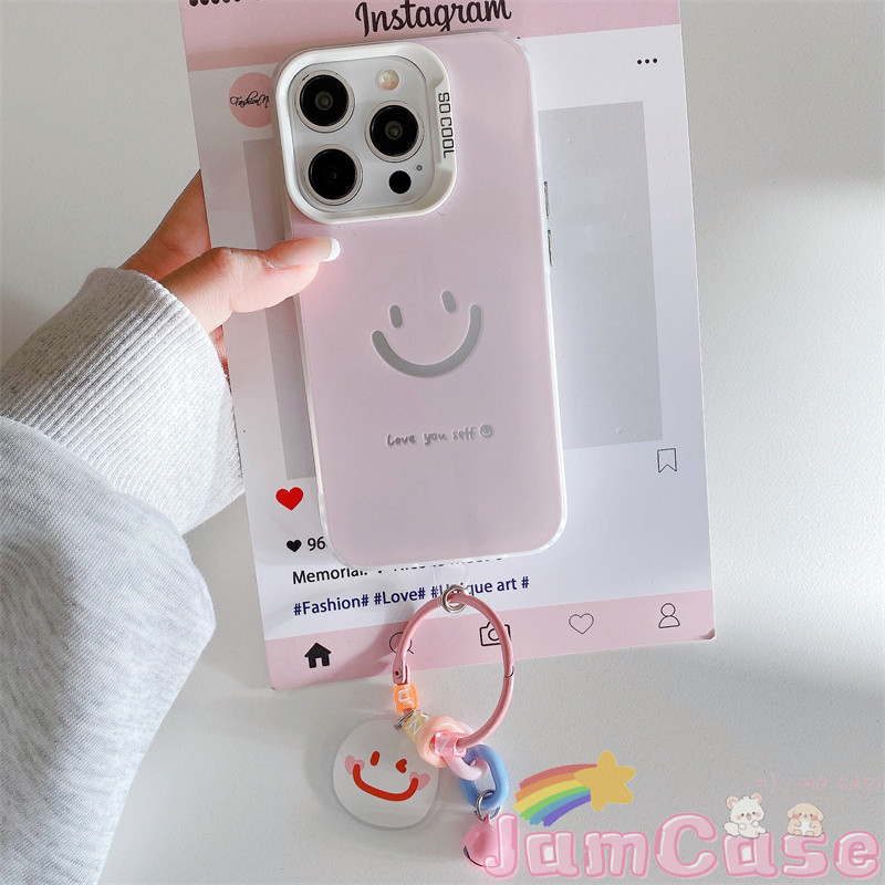 【Jam Case】case OPPO senyum merah muda Casing ponsel cocok untuk OPPO A94 F17PRO Casing Anti PecahA58