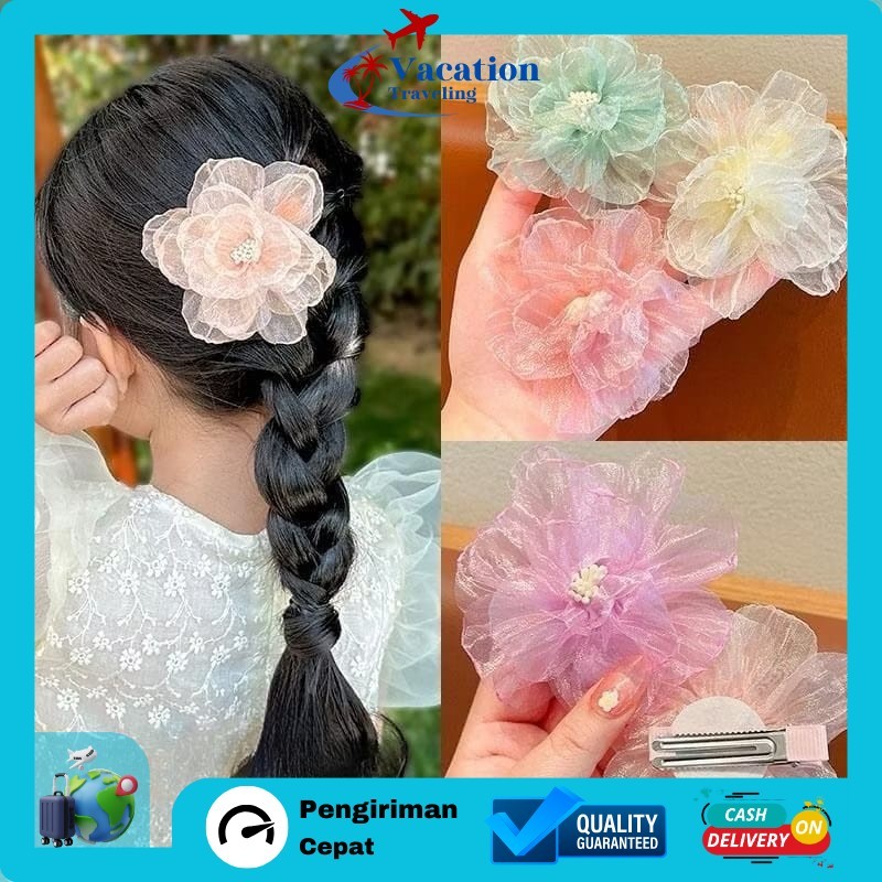 VT - JEPIT RAMBUT ANAK MOTIF BUNGA BESAR TRANSPARAN / JEPITAN RAMBUT BUNGA / JEPITAN RAMBUT BUNGA SI