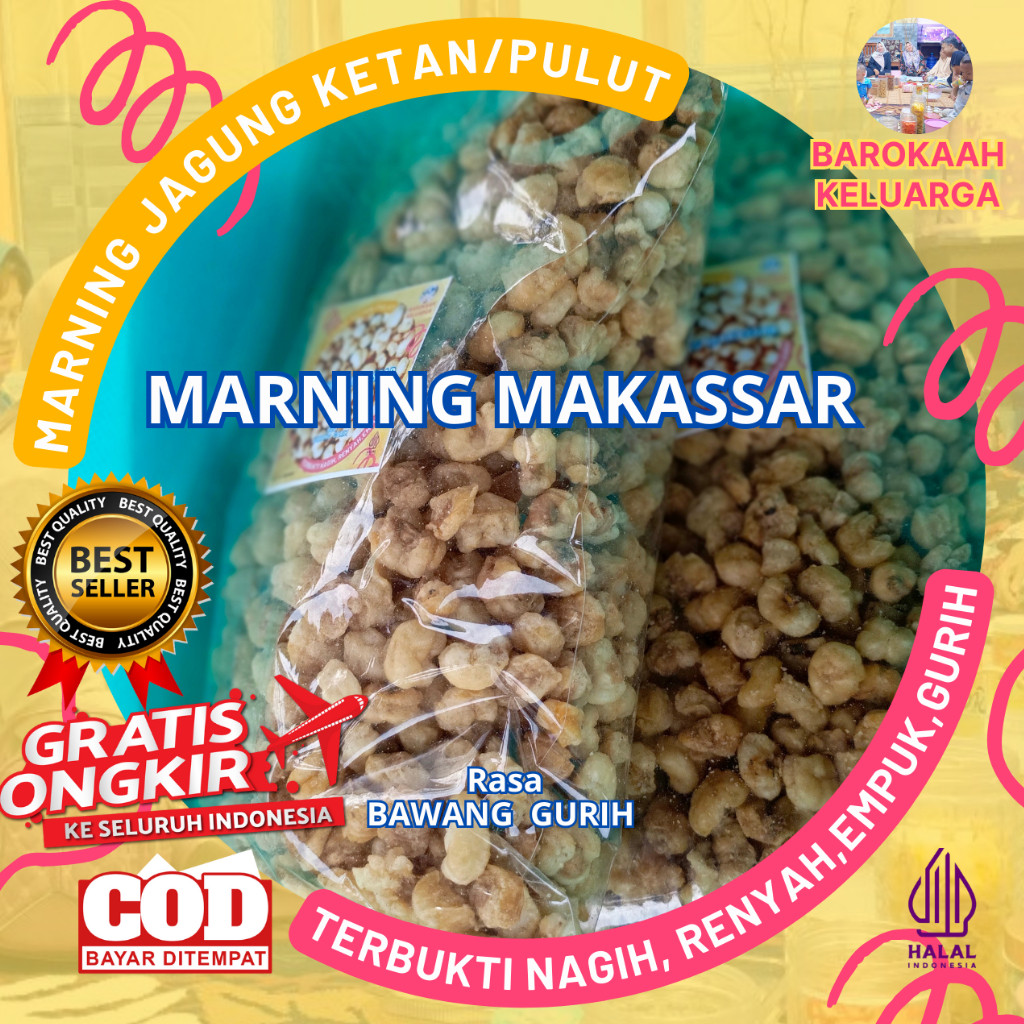 

1 KILO KG MAKARONI MARNING JAGUNG /MARNING SULTAN/MARNING JAGUNG KETAN PULUT GURIH ASIN BAWANG TERBUKTI EMPUK RENYAH GURIH, MURAH MERIAH
