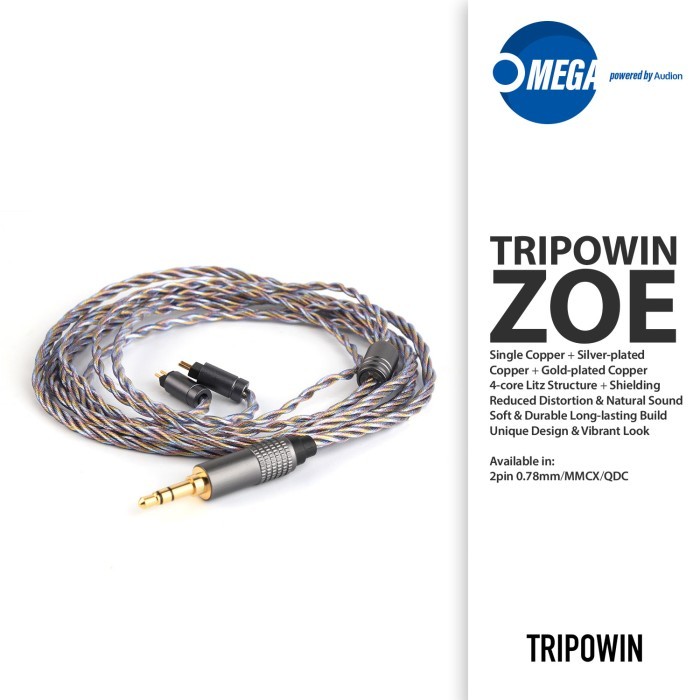 [New]PROMO TRIPOWIN ZOE Copper+Silver-plated+Gold-plated Litz Upgrade Cable IEM - QDC, 3.5mm