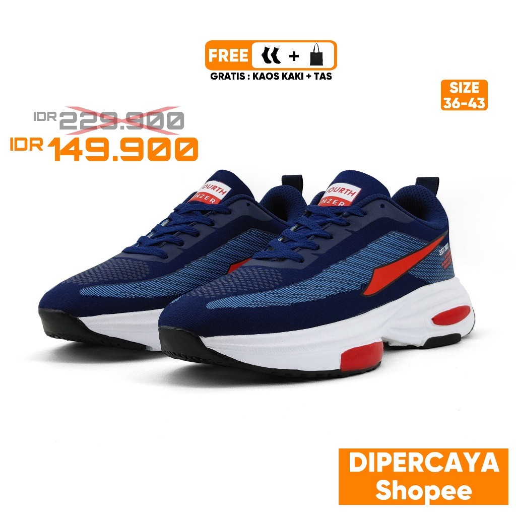 ER22 SEPATU OLAHRAGA PRIA DAN WANITA X-FOURTH RUNZER SEPATU LARI SENAM DAN GYM 2024 TERBARU WARNA NA