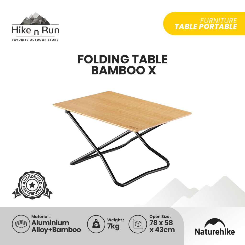 MEJA LIPAT BAMBOO MODEL “X” NATUREHIKE NH22JU012 FOLDING TABLE