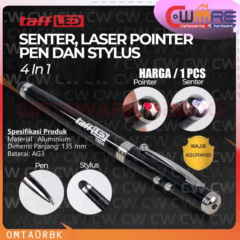 

Pulpen Multifungsi 4in1 -Senter - Laser Pointer - Pen - Stylus - T0054 - Hitam - BDB CwH2