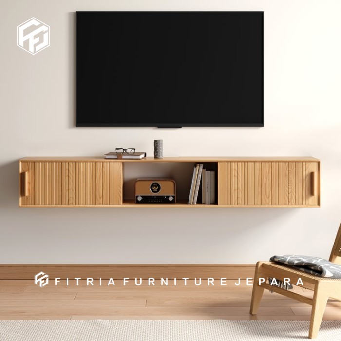 Meja Tv Gantung Kayu Jati Kombinasi Rotan / Meja Tv Gantung Rotan