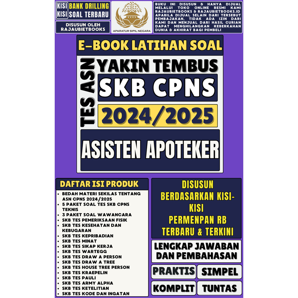 LATIHAN SOAL TES SKB CAT CPNS SKB ASISTEN APOTEKER 2024-2025 TERBARU DAN TERLENGKAP