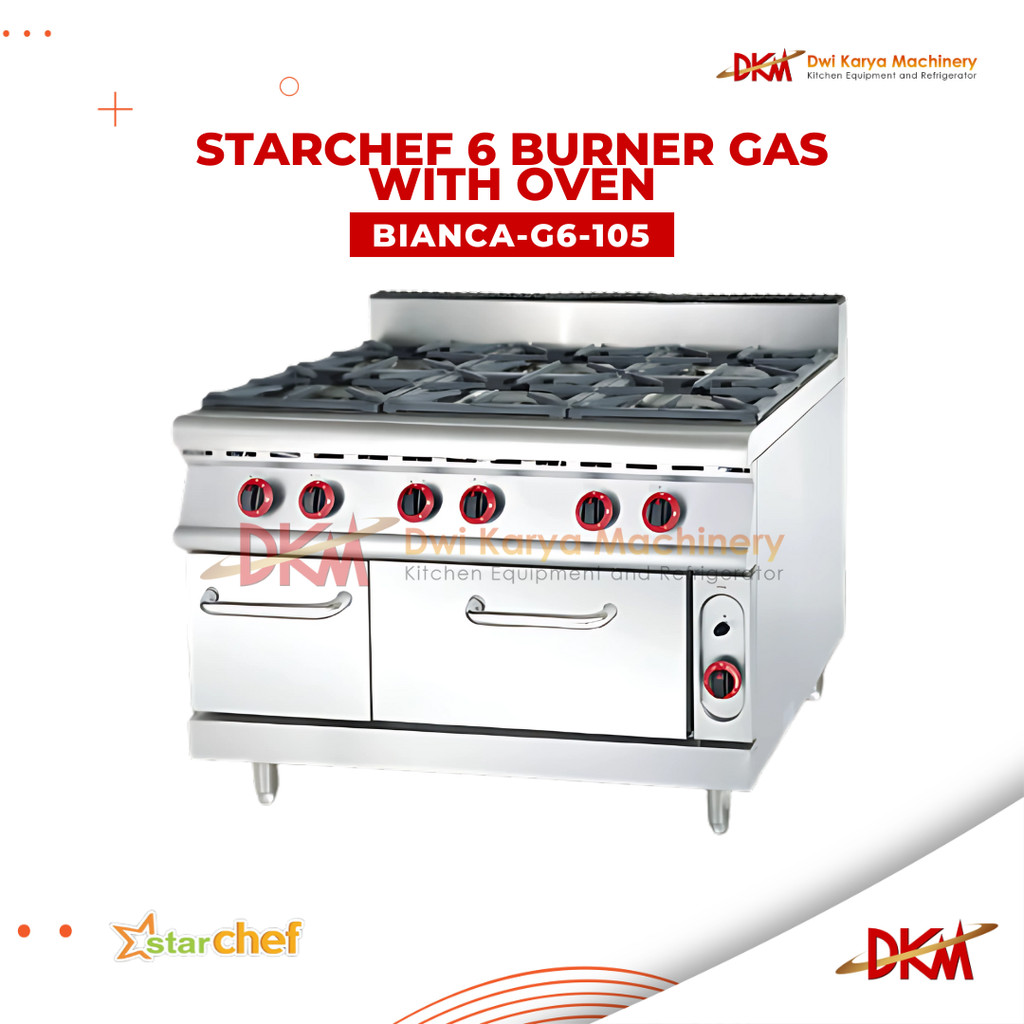 Starchef Gas open burner With Oven Bianca-G6-105 / Bianca 6 Burner