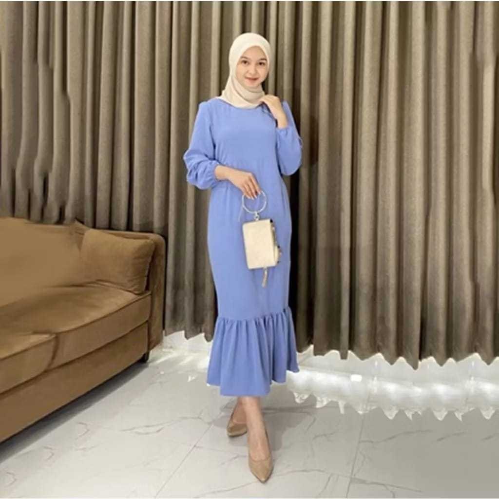 YOSSA - ZER DRESS ASIKA Ruffle Rampel Bawah / Dress ARA / LongDress Wanita Trendy / Kasual Outfit Dr