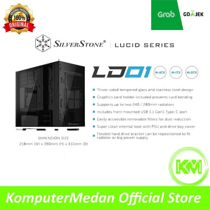 Casing PC Silverstone LD01 Three-sided Tempered Glass Micro Tower Computer Case