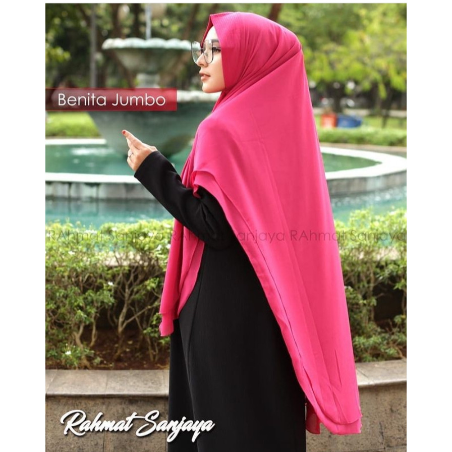 Jilbab Khimar Benita Jumbo 2 Layer Syar'i Bahan Ceruty Babydoll Premium Import Terlaris