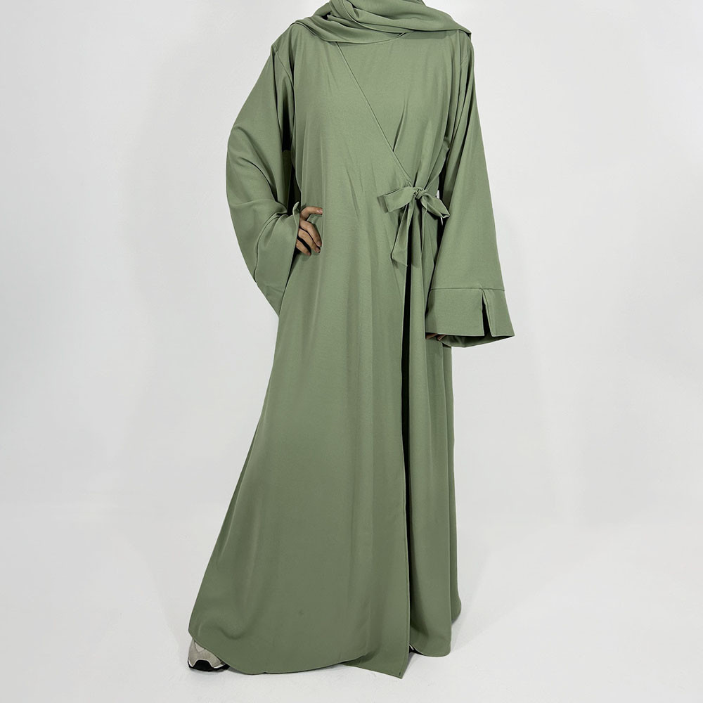 New Side Wrap Abaya with Hijab Side Pockets Manufacturer Wholesale High Quality Muslim Women Dubai L