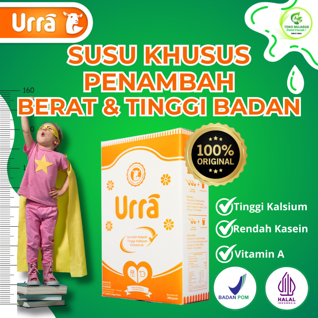 

PROMO LIVE URRA Susu Kambing Saneen Premium 200gr Rendah kasein Penambah Tinggi Badan dan Berat Badan