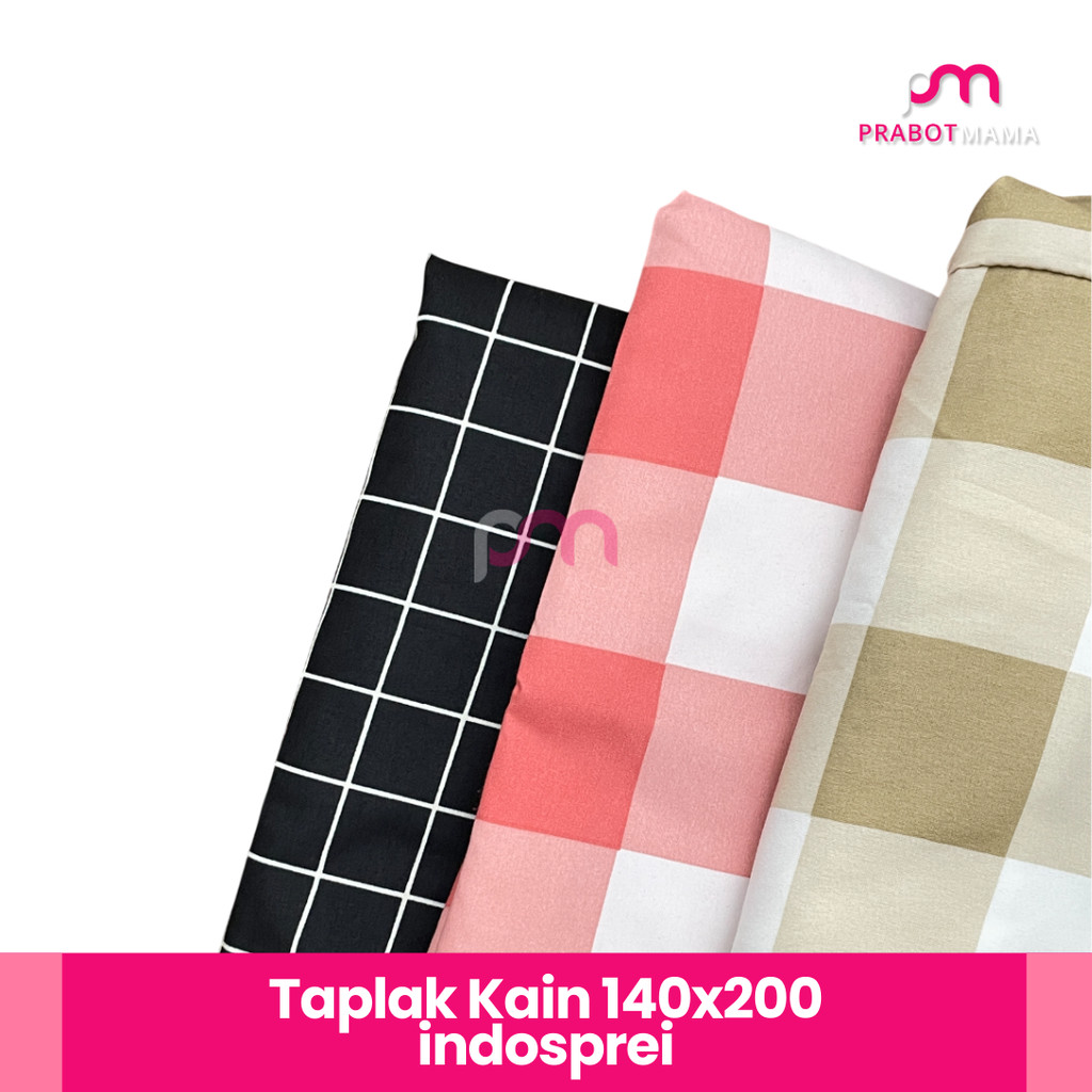 Taplak Meja Bahan Kain Panjang Lebar 140x200 cm - Prabotmama / Alas Meja Makan Motif Kotak