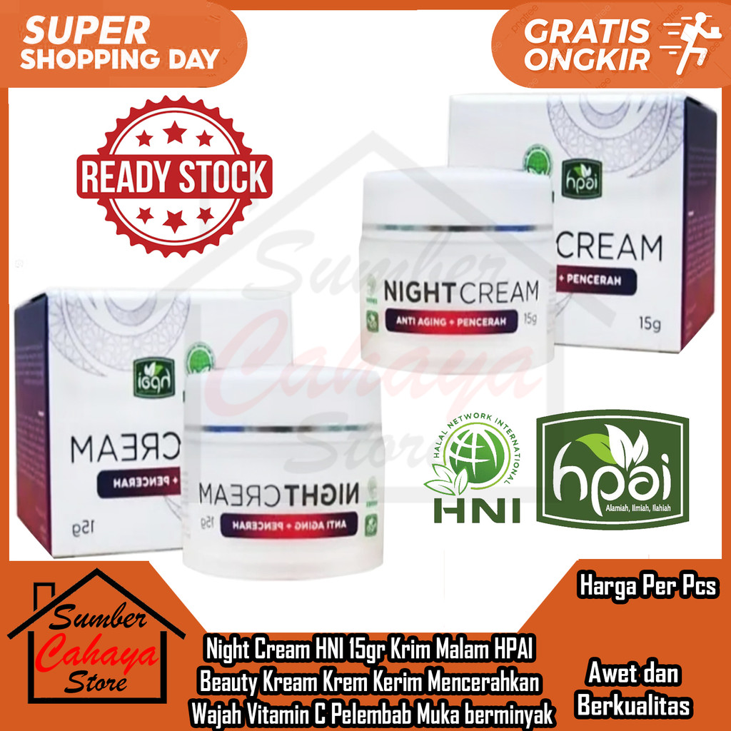 Night Cream HNI 15gr Krim Malam HPAI Beauty Kream Krem Kerim Mencerahkan Wajah Vitamin C Melembabkan