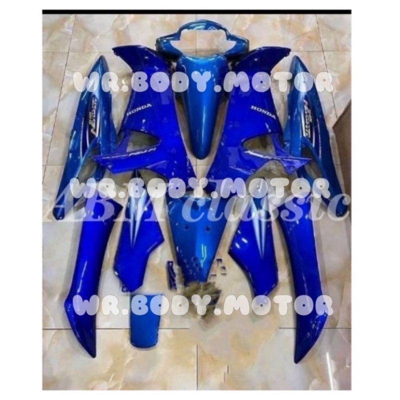 COVER BODY HALUS KASAR HONDA SUPRA X 125 LAMA TAHUN 2005 2006 BIRU