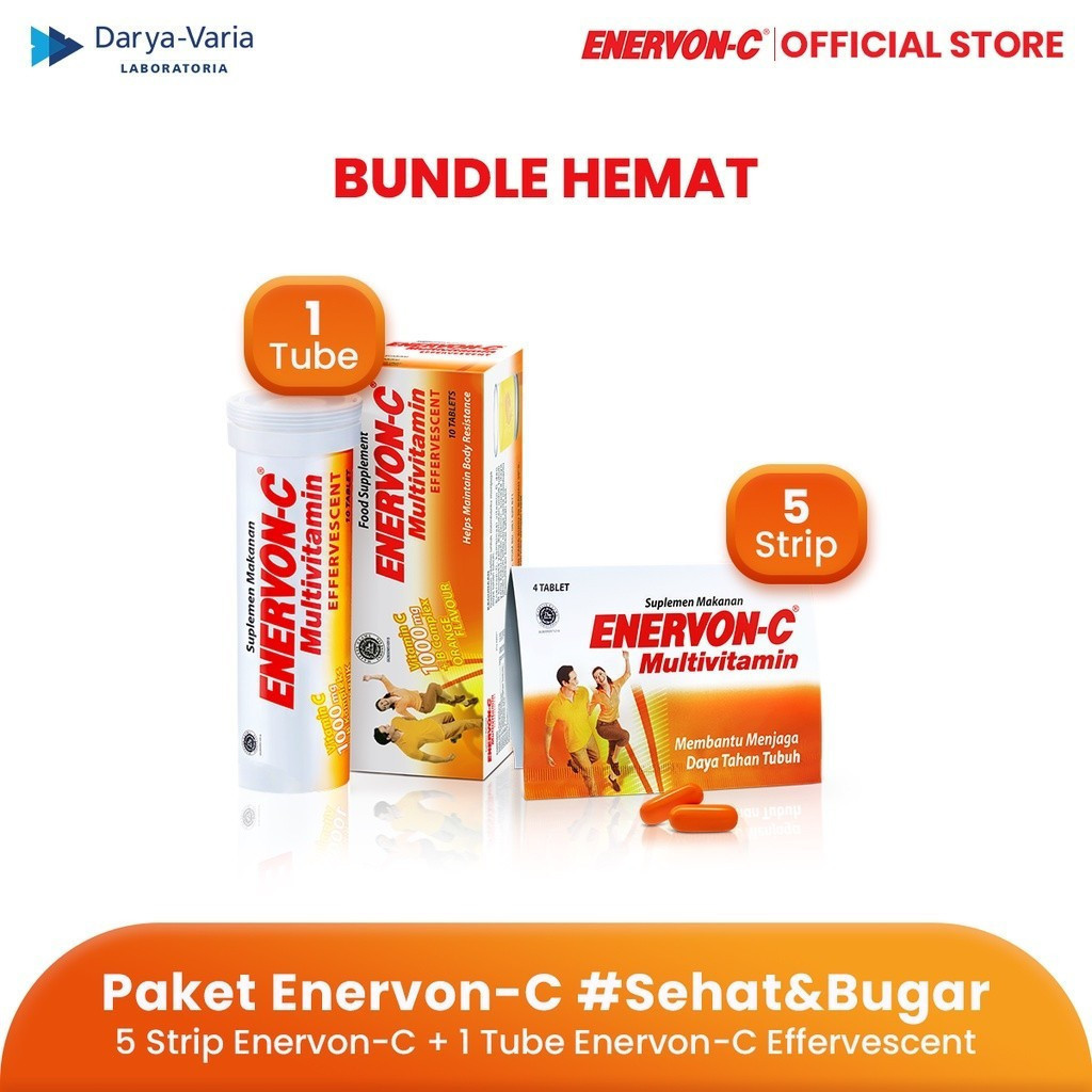 Paket Sehat Segar Bugar Multivitamin Enervon-C Effervescent Vitamin C dan B Complex