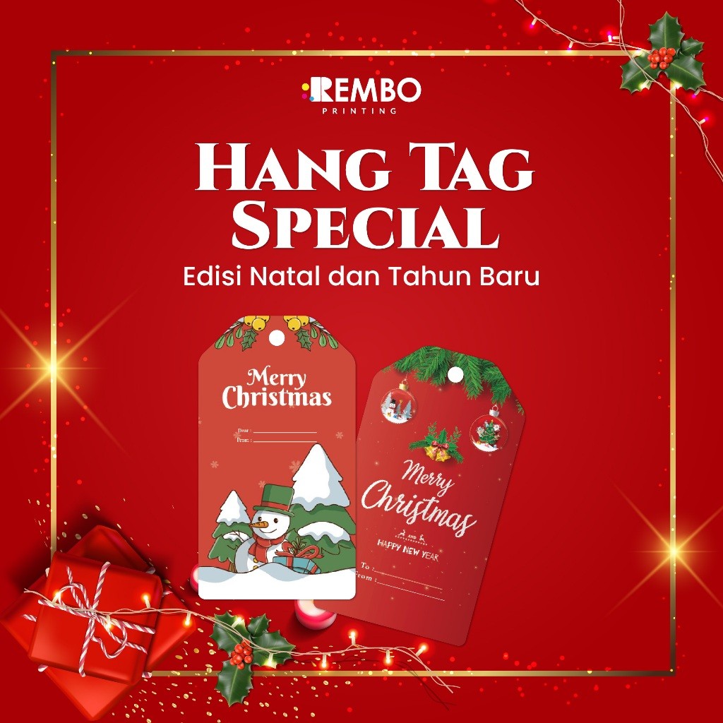 

Hang Tag Spesial 3/Thank You/Kartu Ucapan/Greetings Card Edisi Natal Tahun Baru/Christmas/New Year Custom Cetak Print Murah