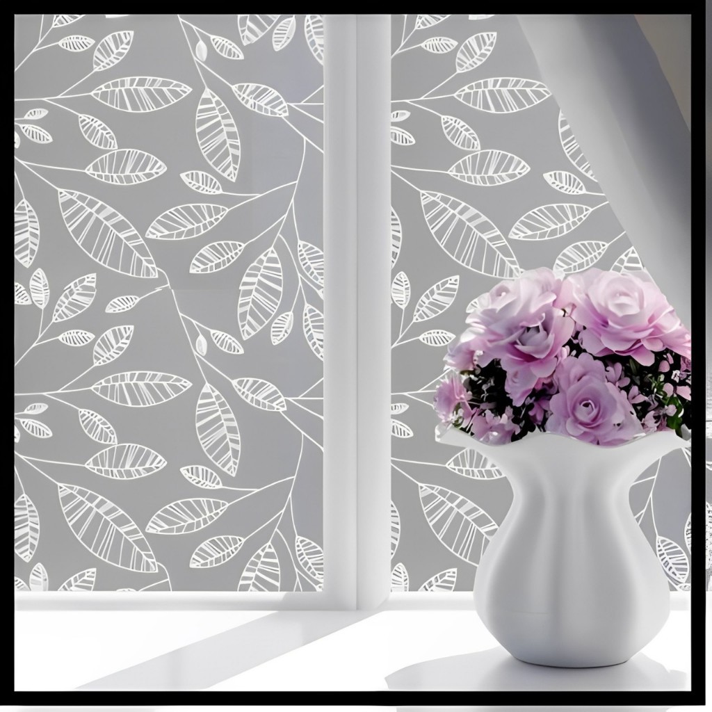STIKER KACA STICKER KACA MOTIF DAUN TERMURAH KACA FILM MOTIF PELAPIS KACA JENDELA