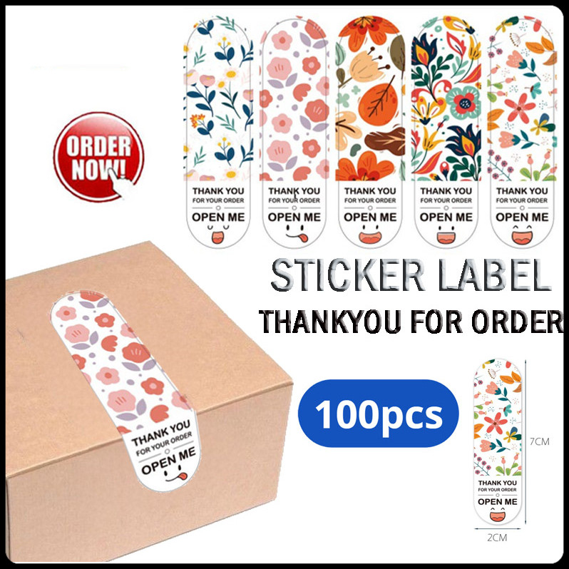 

100 Pcs Stiker Label Kemasan Model Kotak Open Me Thank You