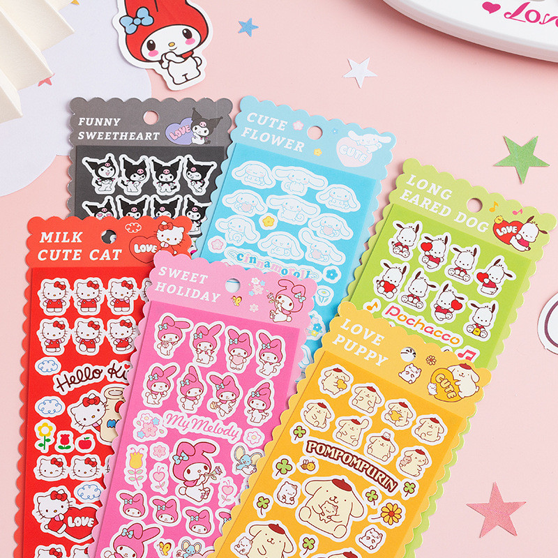 

Sanrio Cartoon Sticker Pochacco Kuromi Melody Kitty Kawaii Stickers Student Stationery Supplies Birthday Gifts Wholesale