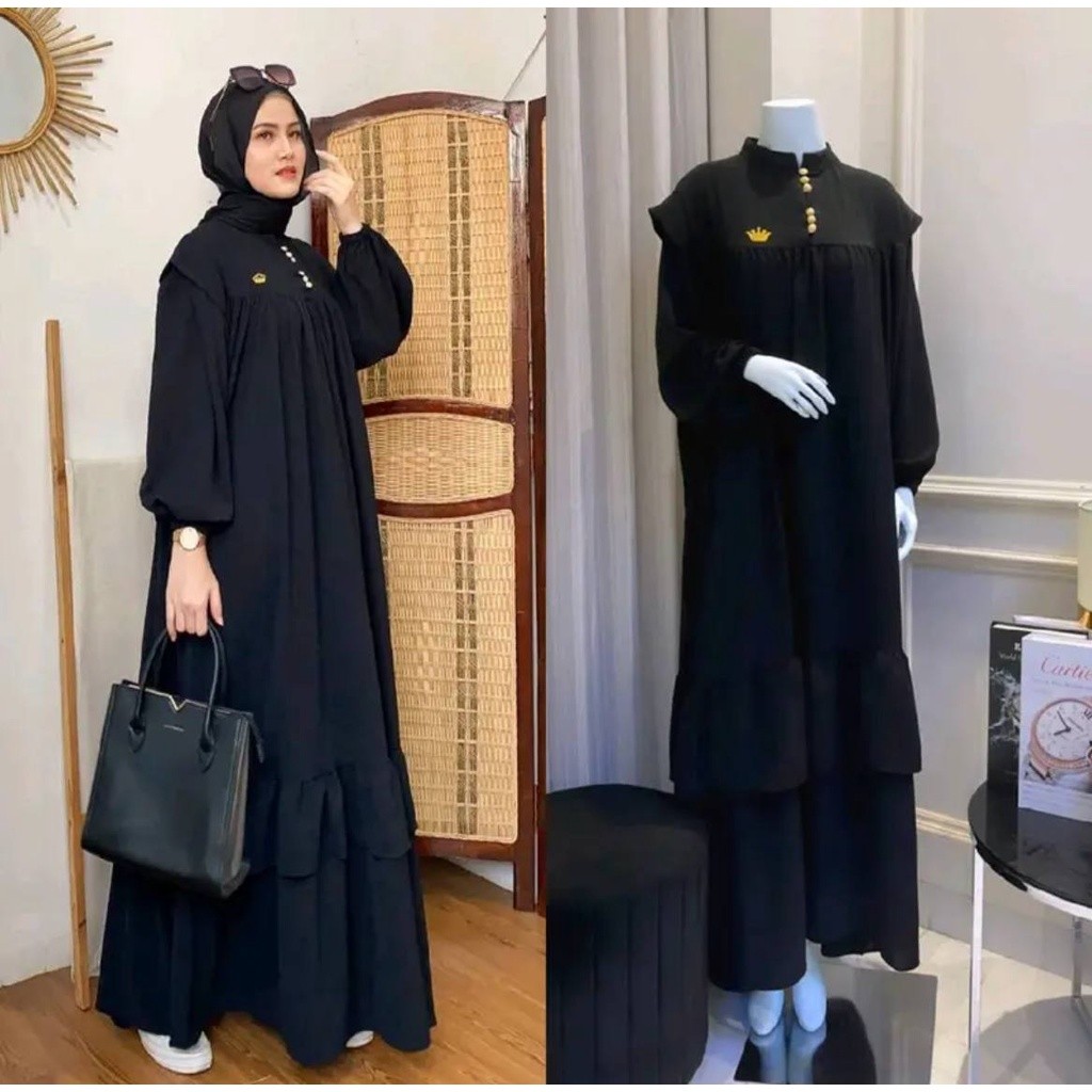 GAMIS JUMBO LD130cm  BAHAN CRINKLE AIRFLOW BUSUI KANCING DIBAGIAN DEPAN / GAMIS POLOS JUMBO TERBARU