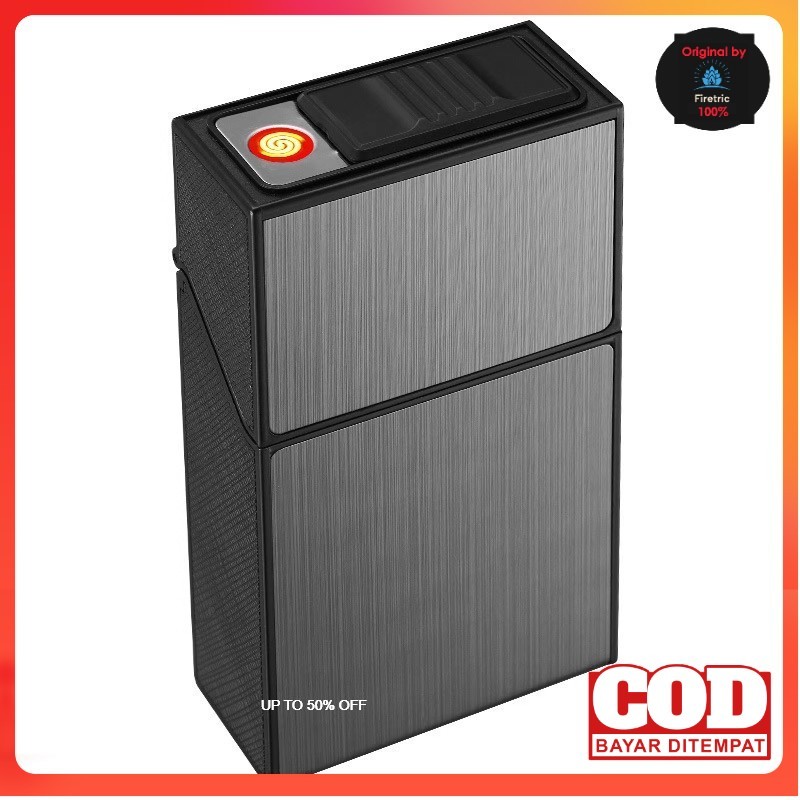 Firetric FOCUS Kotak Rokok 20 Slot dengan Korek Elektrik Plasma - JD-YH093