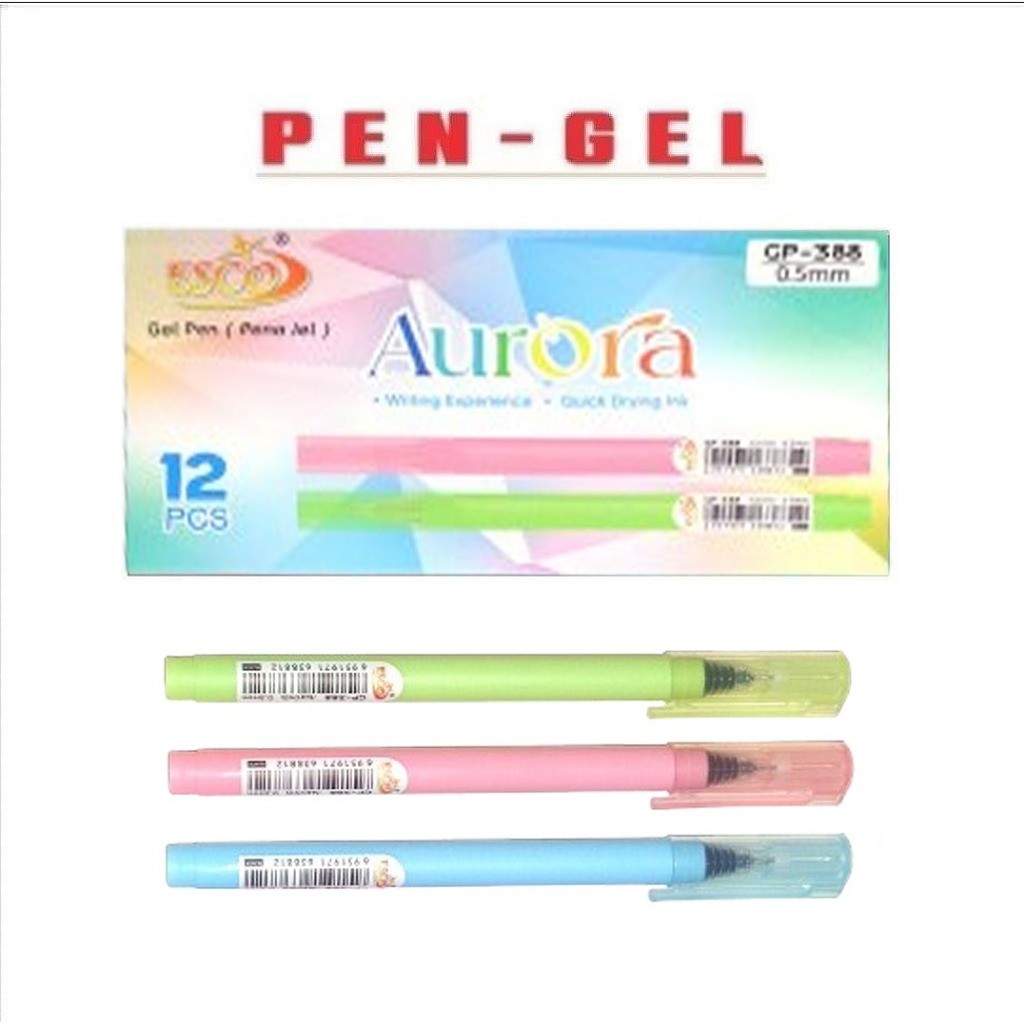 

Pulpen Gel Aurora Smooth 0,5mm / Pulpen Gel 1 Lusin - Hitam ES388