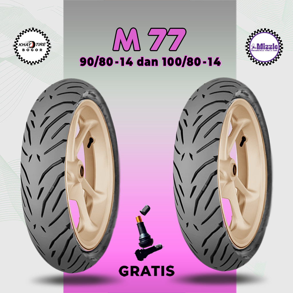 Paket Ban Motor Matic MIZZLE M77 90/80 - 100/80 Ring 14 Tubeless