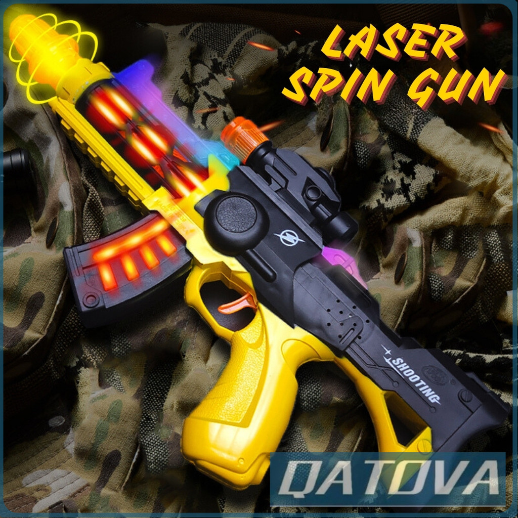 QATOVA MAINAN PISTOL LASER SPIN GUN VIBRATE SOUND LIGHT MAINAN ANAK LAKI LAKI MAINAN TEMBAK TEMBAKAN