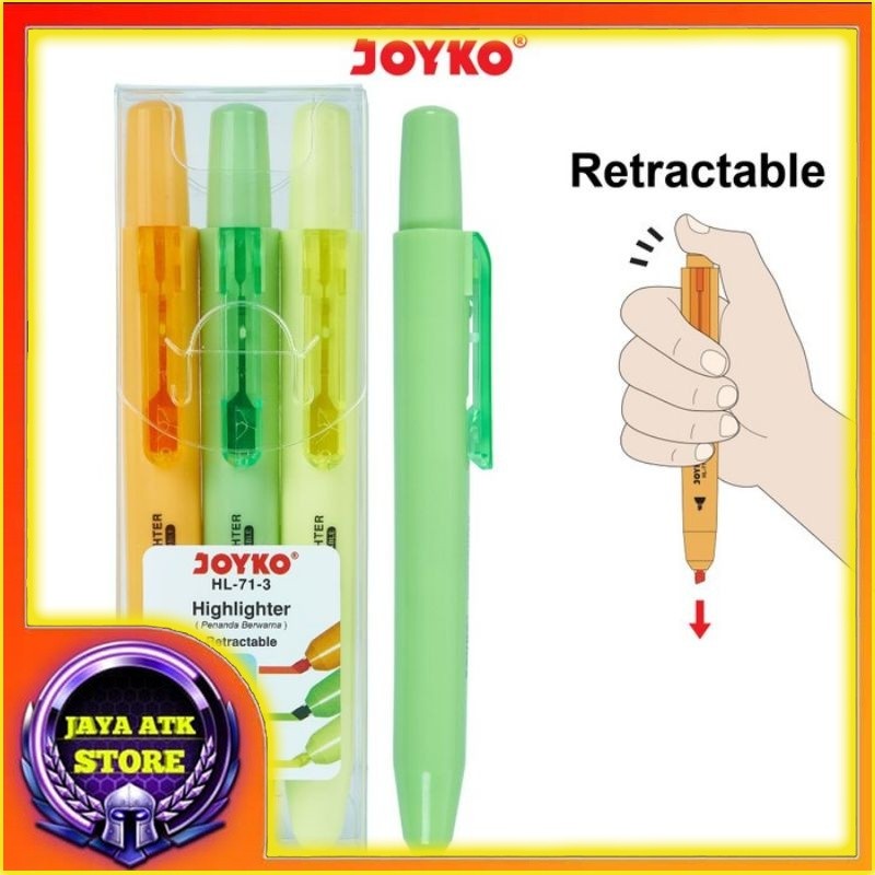 

Highlighter Set JOYKO 3 Warna HL 71-3 Retractable Textliner Stabilo 3 Warna