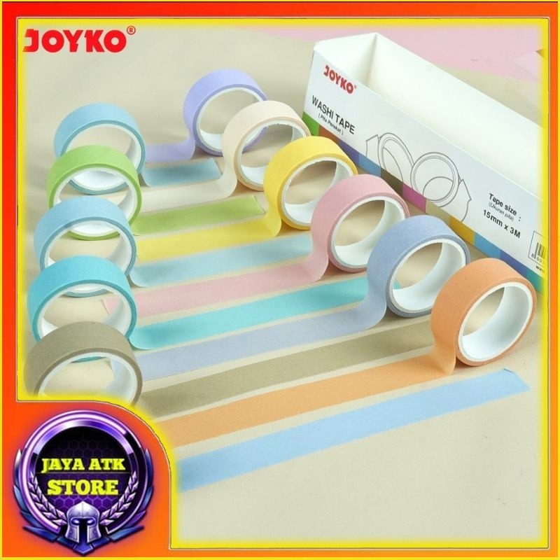 

WASHI TAPE JOYKO WT-100 PITA PEREKAT SELOTIP KERTAS WARNA 15 MM X 3 M ISI 12 WARNA
