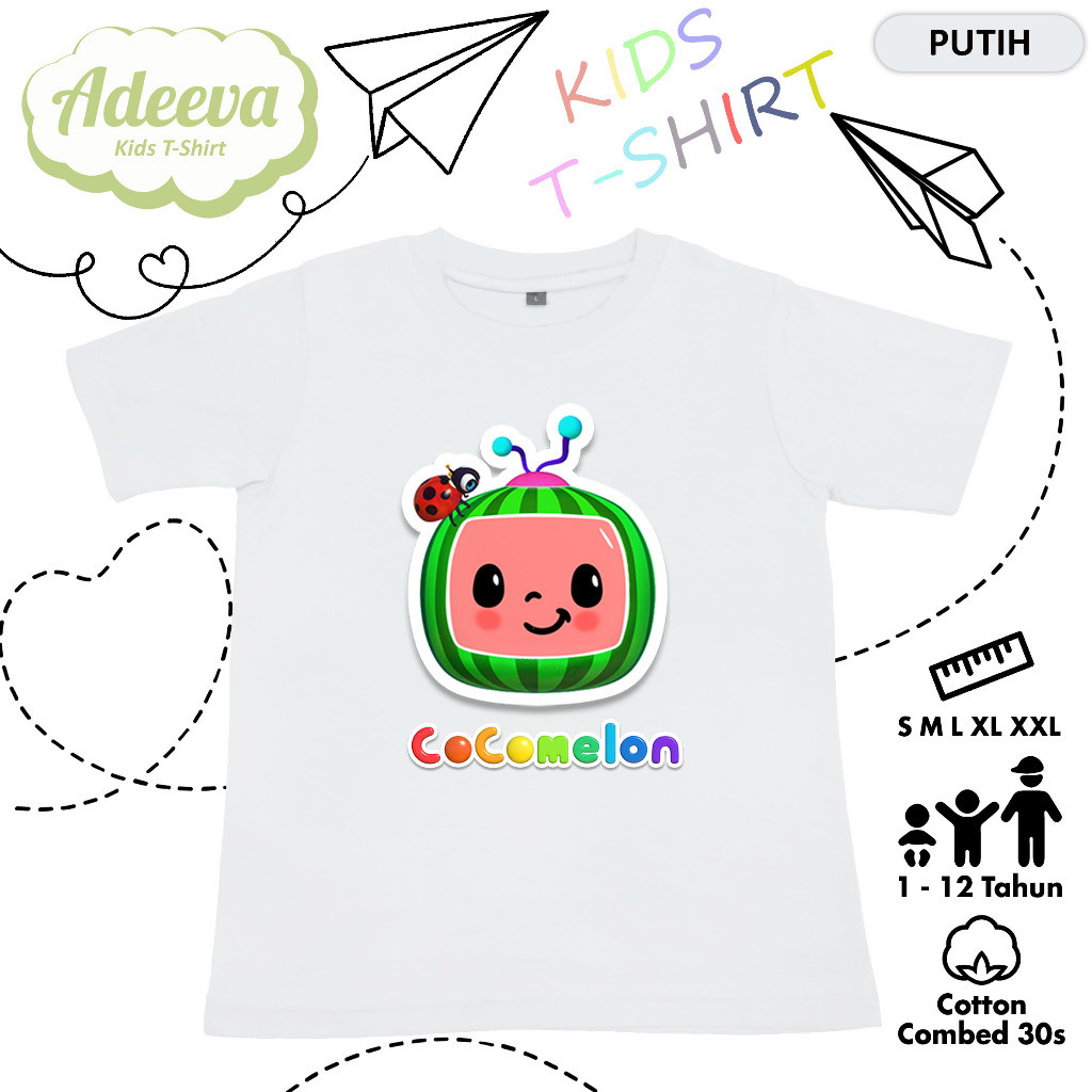 Kaos Anak Karakter Cocomelon Usia 1-12 Tahun Baju Anak Kartun Cocomelon Laki-Laki dan Perempuan