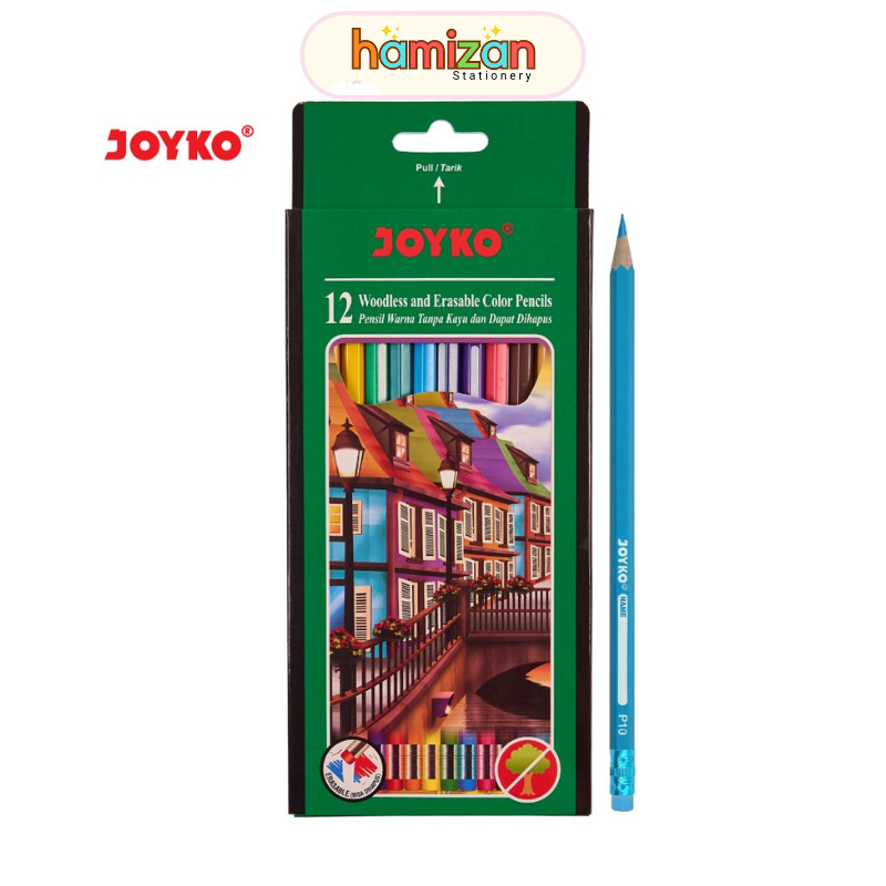 

Pensil Warna Joyko CP 109 12 Warna Panjang Bisa Hapus / Color Pencil Erasable CP-109 12 colors CP109 Murah Berkualitas
