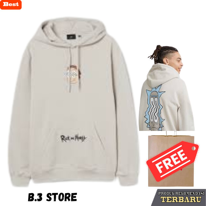 hoodie pria keren Hoodie Jaket h&m Rick Morty Cream Sweater Pria Wanita Fulltag - Cream, M