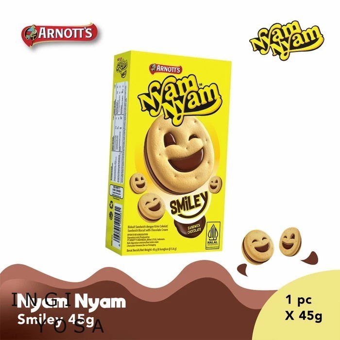 

Nyam Nyam Smiley Biscuit Sandwich Chocolate 45gr