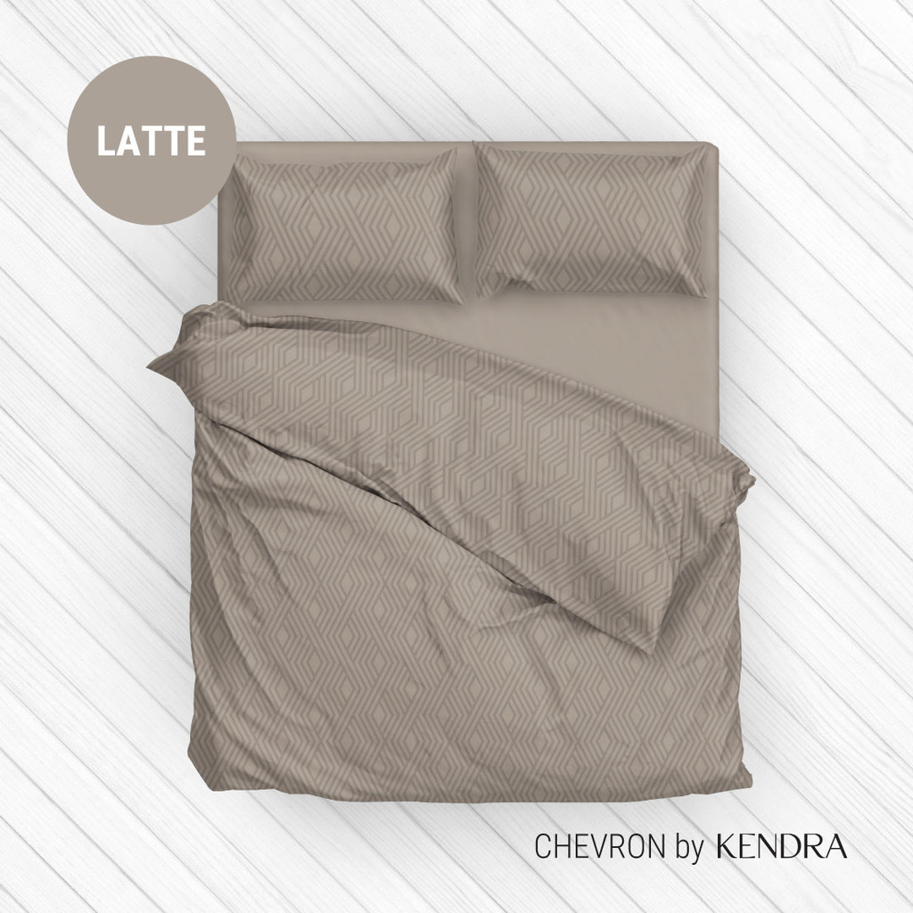 KENDRA Embossed CHEVRON Sprei Set / Bedcover Set Latte