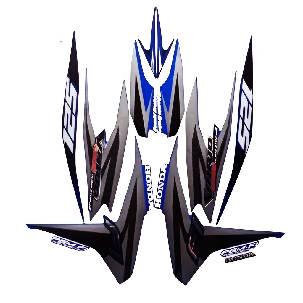 Stiker Striping Standart Motor Honda Vario 125 CBS Hitam Biru 2013 | Stiker Body Vario 125 CBS 2013