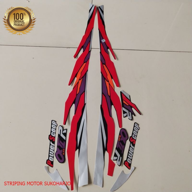 (ORI) Striping Yamaha v100/Alfa Alfa 100 power scoop striker Lis body a motor kualitas original