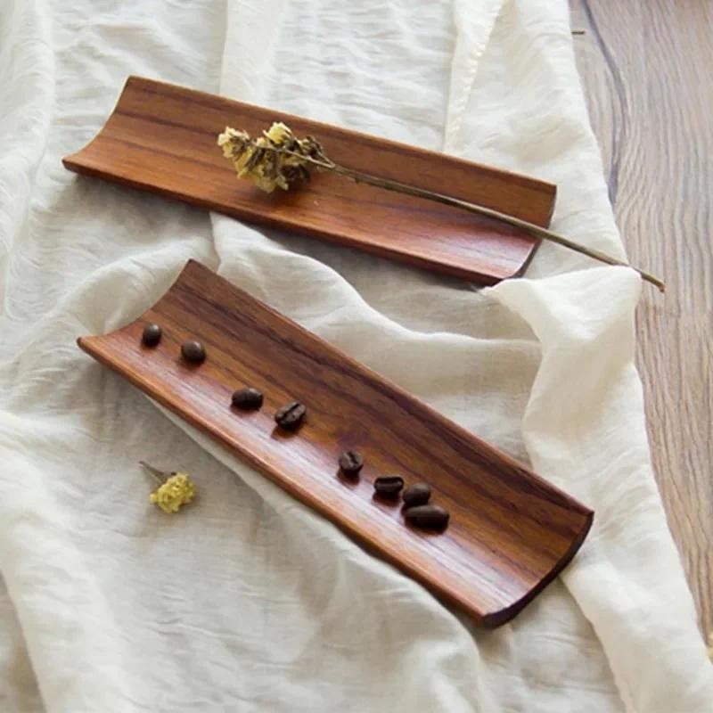 Wood Tray Wooden Dumplings Su-shi Serving Oblong Plate Salad Bread Dishes Restaurant Kitchen Home Su