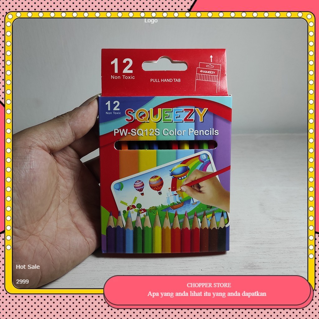 

Pensil Kelir Kayu Warna Pendek Murah Squeezy 12 pcs BERKUALITAS