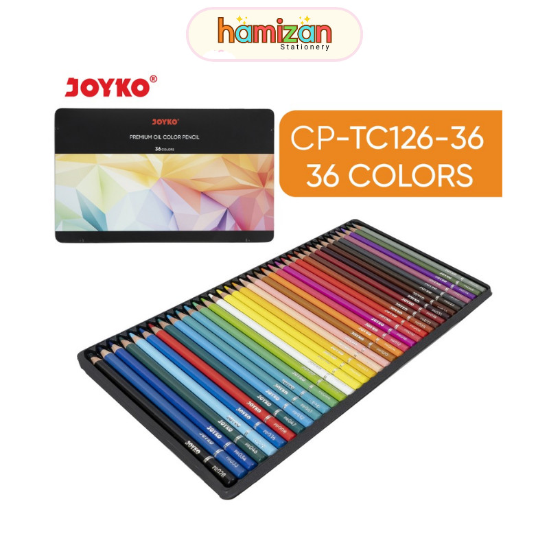 

36w Premium Oil Color Pencil Kemasan Kaleng Joyko CP-TC126-36 / Premium Oil Color Pencil Pensil Warna Joyko CP-TC126 - 36 Warna Murah Berkualitas