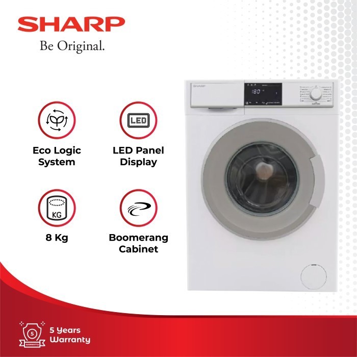 [CIREBON] SHARP Mesin Cuci 1 Tabung ES-FL1082B White 8Kg