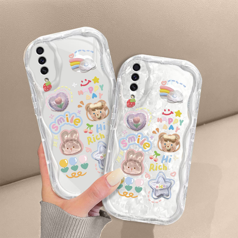 Casing hp SamsungA50/A50S/A30S Boneka Lucu Kartun Gelombang Transparan Soft Shell Pria dan Wanita Se